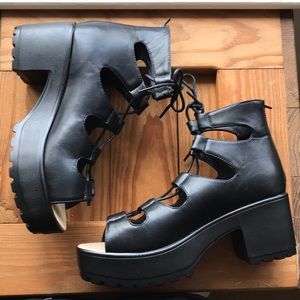 Chunky combat platform sandals
